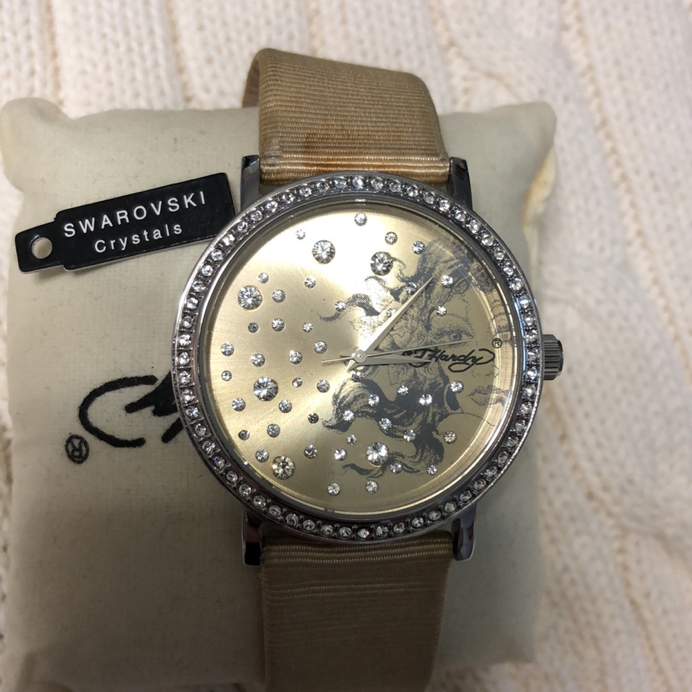 Ed Hardy watch gold with Swarovski  crystals